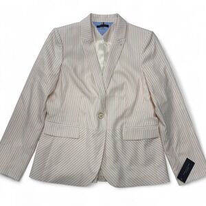 Tommy‎ Hilfiger Blazer Womens 12 NWT Striped Single Button Career Jacket Stretch